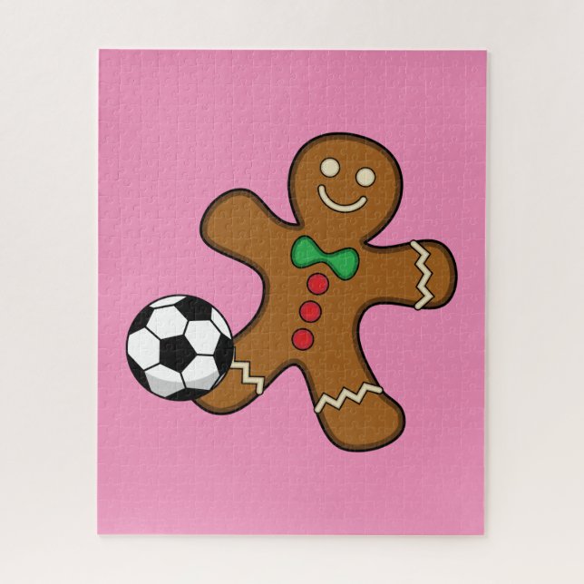 Gingerbread Man Playing Soccer Jigsaw Puzzle (Vertical)