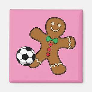 Gingerbread Man Playing Soccer Magnet