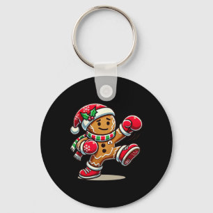 Gingerbread Man Playing Thai Boxing Christmas Xmas Key Ring
