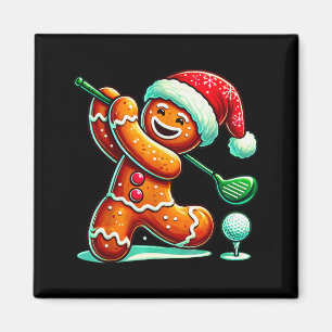 Gingerbread Man Plays Golf Christmas Golfing Santa Magnet