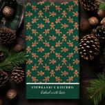 Gingerbread Man Polka Dot Green Custom Christmas Tea Towel<br><div class="desc">Bring holiday cheer to your kitchen with this custom green gingerbread man polka dot Christmas kitchen towel. Featuring a playful gingerbread man pattern on a green polka dot background, this festive towel can be personalised with your name or special message. A fun and practical way to add a bit of...</div>