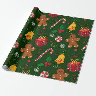 "Gingerbread man & presents" Wrapping Paper