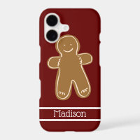 Gingerbread Man Red Personalised Name Cute