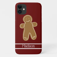 Gingerbread Man Red Personalised Name Cute