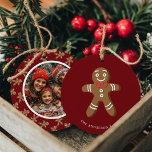 Gingerbread Man Red Polka Dot Christmas Photo Ceramic Ornament<br><div class="desc">Celebrate the holidays with this adorable Gingerbread Man Red Polka Dot Christmas Photo Ceramic Ornament. Featuring a cute gingerbread man design with a customisable photo on the back, this ornament is perfect for adding a touch of festive charm to your tree. Personalise it with your family name and favourite photo...</div>