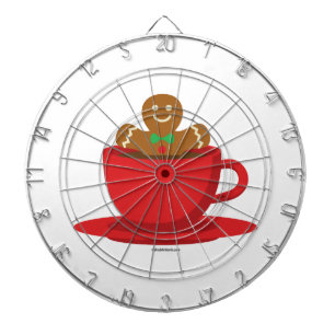 Gingerbread Man Relaxing In Hot Chocolate Red Cup Dartboard