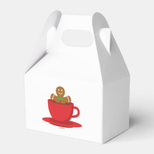 Gingerbread Man Relaxing In Hot Chocolate Red Cup Favour Box