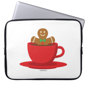 Gingerbread Man Relaxing In Hot Chocolate Red Cup Laptop Sleeve