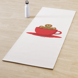 Gingerbread Man Relaxing In Hot Chocolate Red Cup Yoga Mat