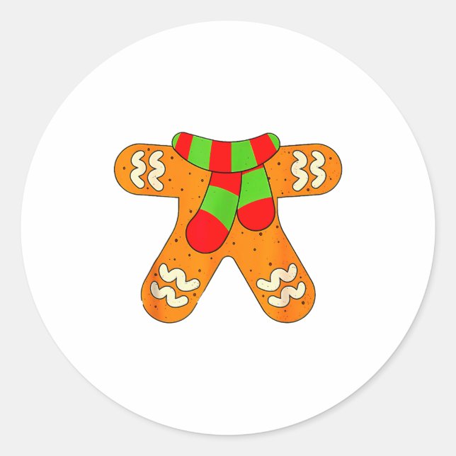 Gingerbread Man Shirt Adult Kids Men Women Cookie  Classic Round Sticker (Front)