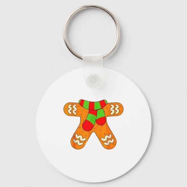 Gingerbread Man Shirt Adult Kids Men Women Cookie  Key Ring (Front)