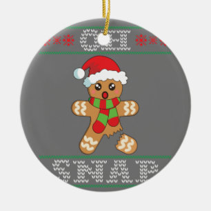 Gingerbread Man Shirt Gift Oh Snap Christmas Ugly Ceramic Ornament