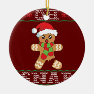 Gingerbread Man Shirt Gift Oh Snap Christmas Ugly Ceramic Ornament