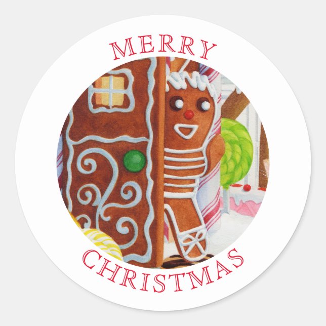 GINGERBREAD MAN Small Round Envelope Seals  (Front)