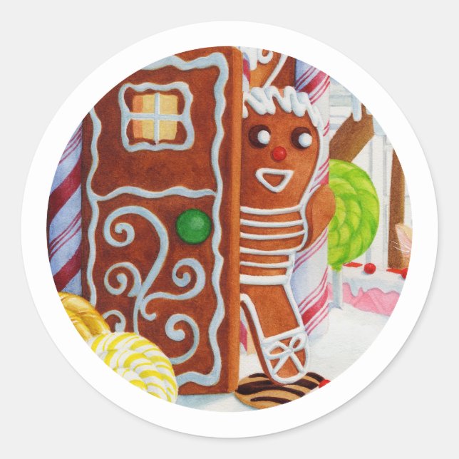 GINGERBREAD MAN Small Round Stickers (Front)