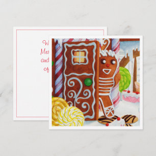 GINGERBREAD MAN Square Flat Christmas Card