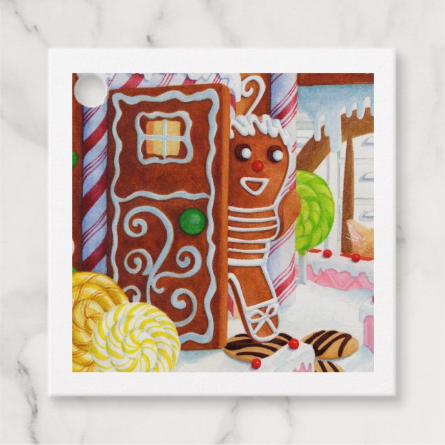 GINGERBREAD MAN Square Gift Tags (Front)