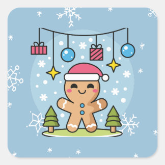 Gingerbread man square sticker