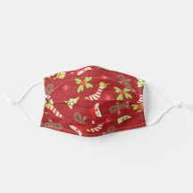 Gingerbread Man Stocking Santa Hat Button Pattern