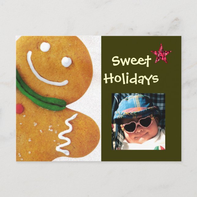 Gingerbread Man Sweet Holidays Photo Postcard (Front)