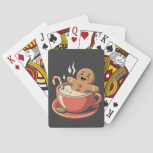 Gingerbread Man Taking a Matcha Bathub Christmas Playing Cards