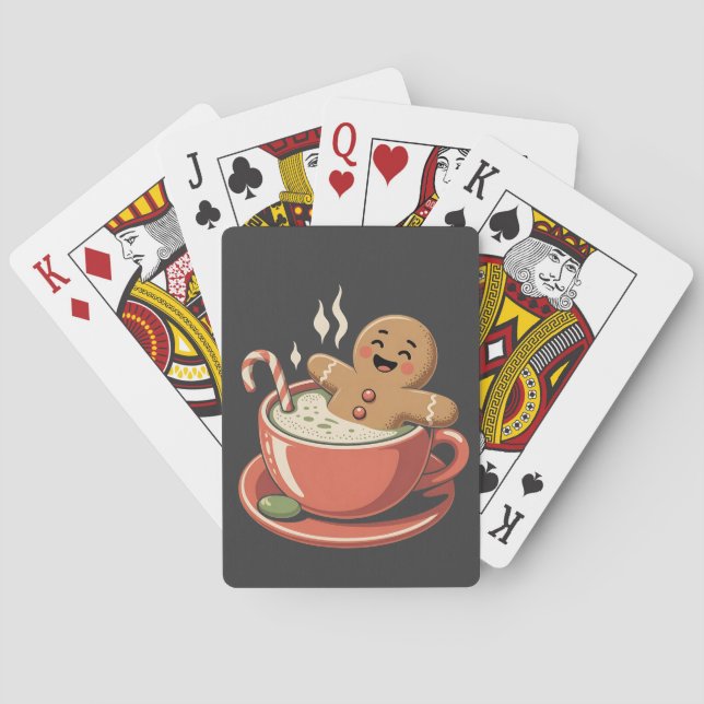 Gingerbread Man Taking a Matcha Bathub Christmas  Playing Cards (Back)