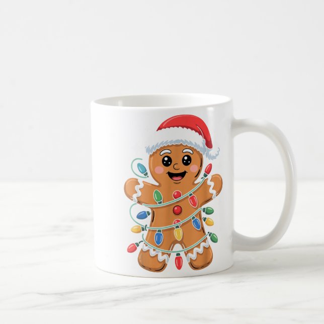 Gingerbread Man Tangled Christmas Lights  Coffee Mug (Right)