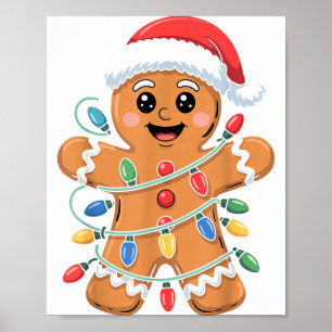 Gingerbread Man Tangled Christmas Lights  Poster