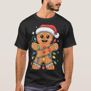 Gingerbread Man Tangled Christmas Lights  T-Shirt