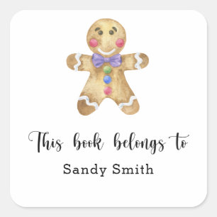 Gingerbread man - This book belongs to Square Sticker