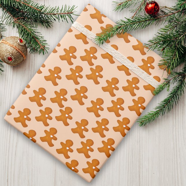 Gingerbread Man Traditional Cute Christmas Holiday Wrapping Paper (Creator Uploaded)