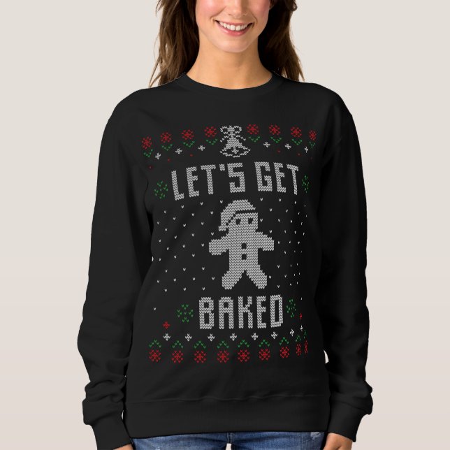 Gingerbread Man Ugly Christmas Sweater Funny Let's (Front)