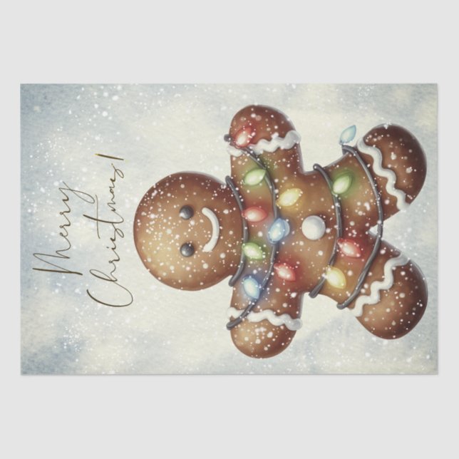 Gingerbread Man Winter Christmas Tissue Paper (Front)