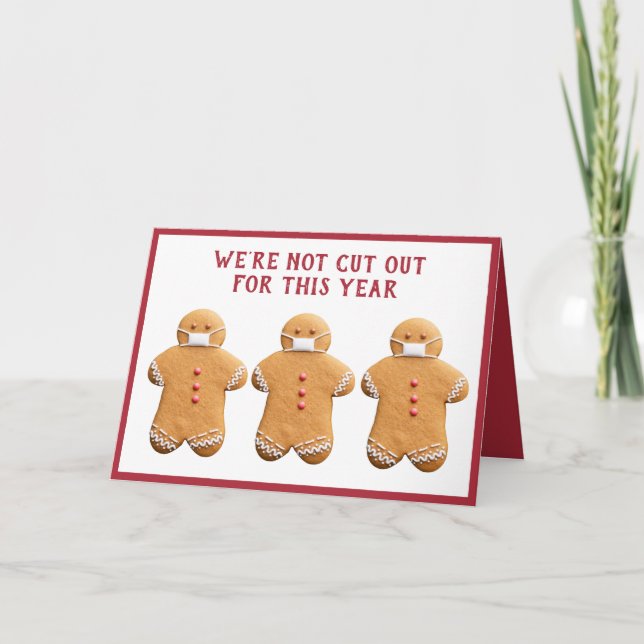 Gingerbread Man with a Mask | Folded Holiday Card (Front)
