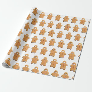Gingerbread Man with a Mask   Folded Holiday Card Wrapping Paper