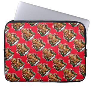 Gingerbread man with candy canes laptop sleeve