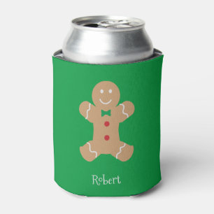 Gingerbread Man with Custom Name Can Cooler