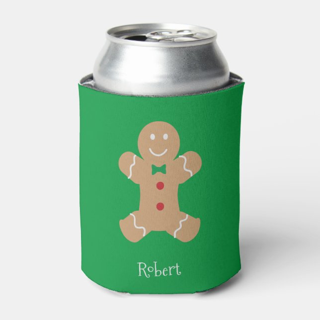 Gingerbread Man with Custom Name    Can Cooler (Can Front)