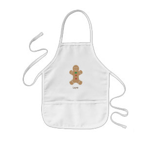 Gingerbread Man with Name Kids Apron
