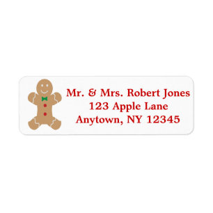 Gingerbread Man with Name Return Address Label
