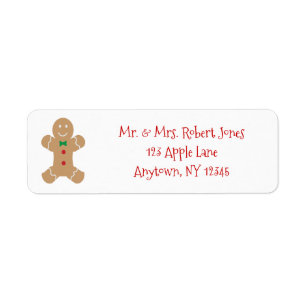 Gingerbread Man with Personalised Name Label Return Address Label