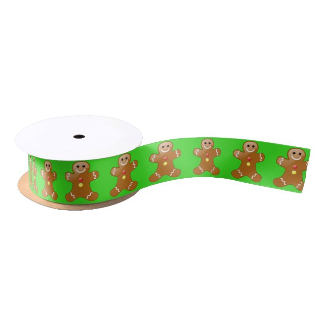 Gingerbread Man with Red and Yellow Buttons Satin Ribbon (Spool)