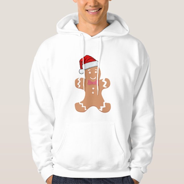 Gingerbread Man With Santa Hat Hoodie (Front)