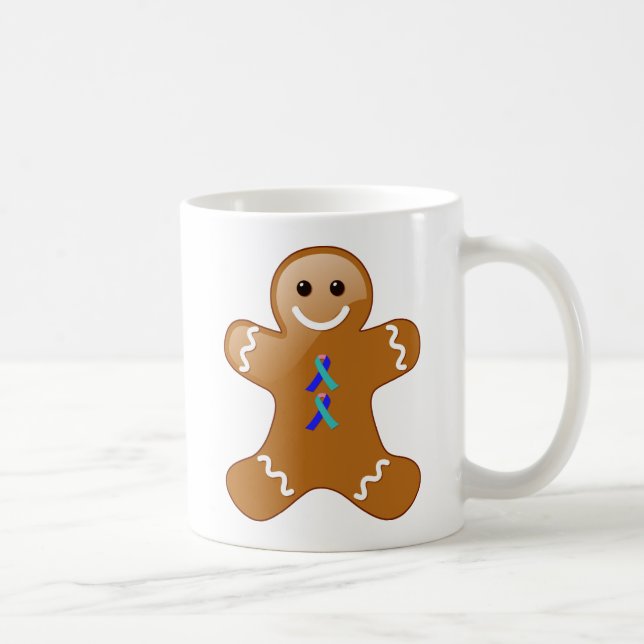 Gingerbread Man with Teal, Pink, and Blue Ribbons Coffee Mug (Right)