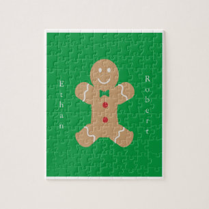 Gingerbread Man with Vertical Custom Name  Jigsaw  Jigsaw Puzzle