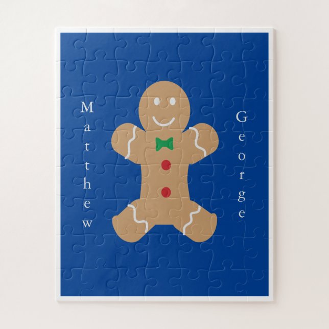 Gingerbread Man with Vertical Custom Name  Jigsaw Puzzle (Vertical)