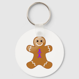 Gingerbread Man with Violet Ribbons Key Ring