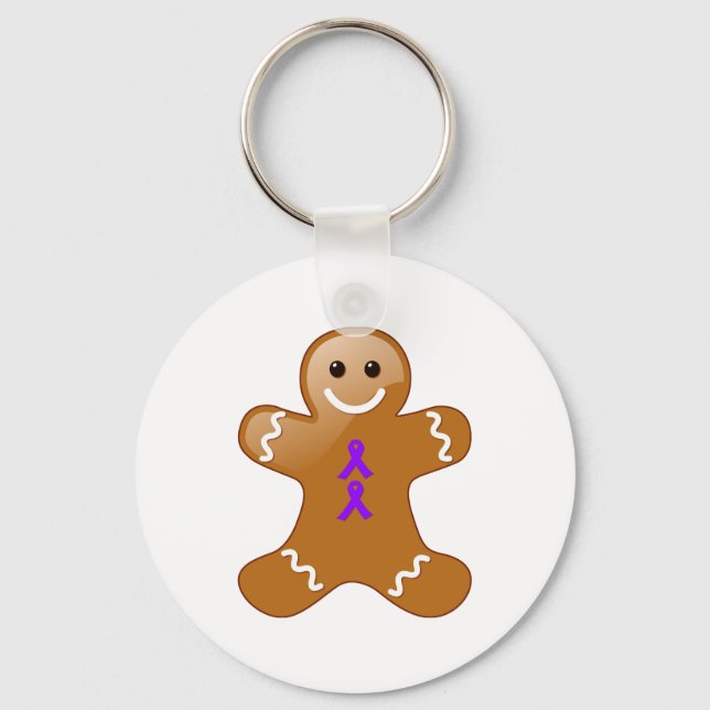 Gingerbread Man with Violet Ribbons Key Ring (Front)