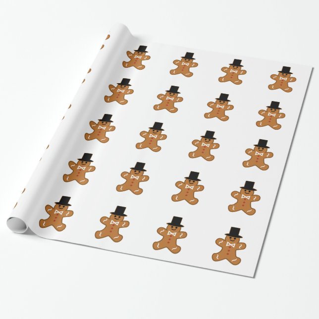 Gingerbread Man Wrapping Paper (Unrolled)