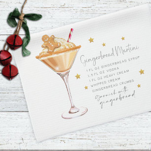 Gingerbread Martini Drink Holiday Christmas Recipe Tea Towel